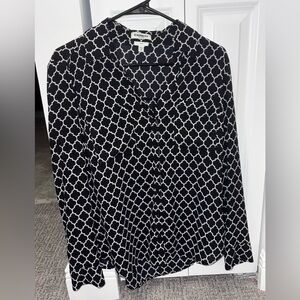 Express Black and White Patterned Portofino Blouse